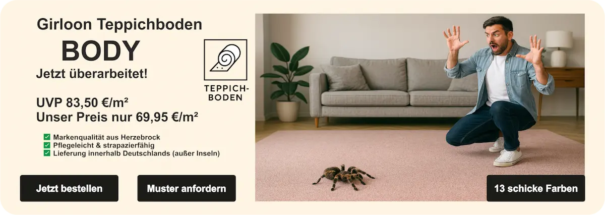 „Kategoriebild für Infloor-Girloon Body Teppichboden:, Teppichhintergrund mit Gast